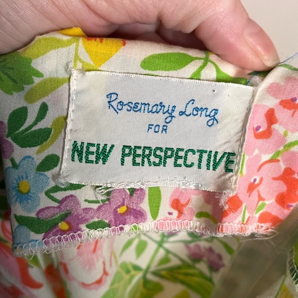 VINTAGE floral botanical multicolor midi dress size medium retro casual garden - Picture 6 of 6